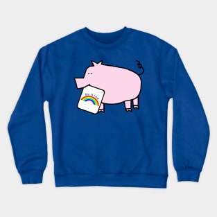 Cute Pig Says Be Kind With a Rainbow Crewneck Sweatshirt